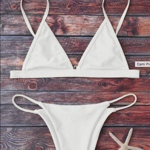 Two piece white bikini